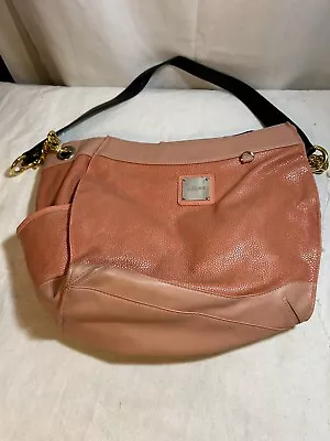 Miche Classic Coral Peach Purse Handbag W/ Black  Rolled Handles & Carabiners • $28.90