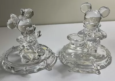 DISNEY’S Mickey And Minnie Mouse Lead Crystal Candle Holders By LENNOX • $24