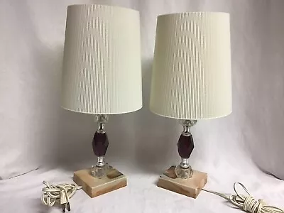 Vintage 1973 Ruby Red Night Table Lamp With Plastic Shade • $21.30