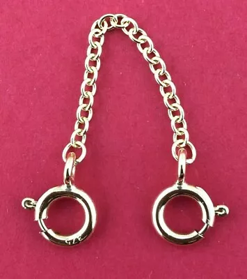 £29.95 • Buy 9ct Gold Strong Extender Safety Chain Bracelet Necklace Large 7mm Bolt Ring