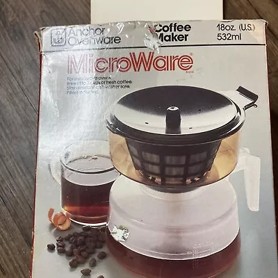 VTG 1980's Anchor Hocking Microware Microwave Coffee Maker Pot W Filters In Box • $22