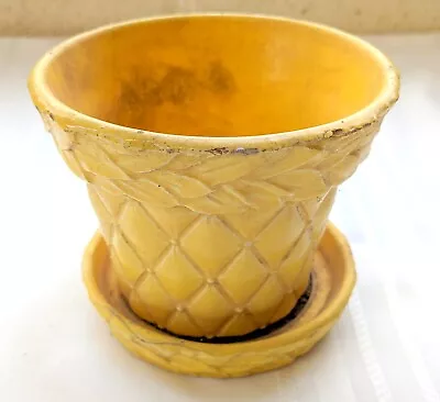 Vintage McCoy Pottery Yellow Ceramic Flower Pot (ShipWt3.5lb) • $4.99