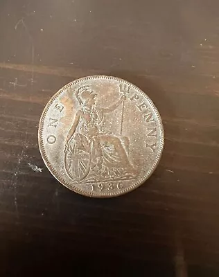 Extremely Rare 1936 One Penny King George V British Coin Unique VERY COLLECTABLE • £0.01