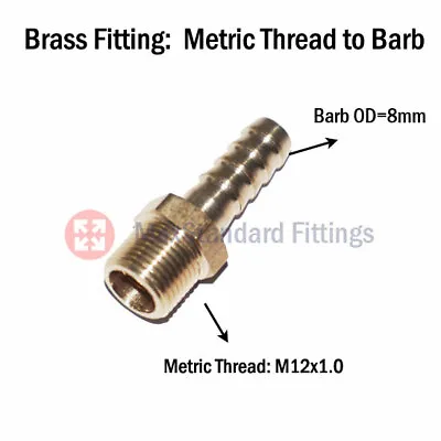 Metric Male Thread M12x1.0 M12 To Barb 8mm 5/16  Adapter Hose Fitting Connector • $3.32