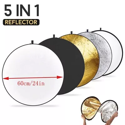 Photography Collapsible Disc+Reflector 5 In1+Silver Gold White Black Translucent • $12.88
