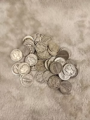 One Mercury Dime Roll (50 Coins) 90% Silver (1934-45)  Foxtrot • $130