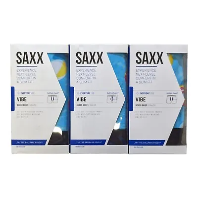Lot Of 3 SAXX Mens XXL Vibe Boxer Brief Underwear Ballpark Pouch Soft Stretch • $58.77