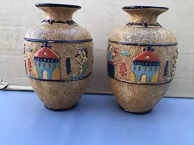 Early Sylvac  Shaw & Copestake   Cellulose  Pair Of Egyptian  Vases  Mould  839 • £49.99