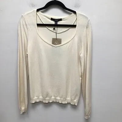 Vero Moda Womens Pullover Sweater Cream Thin Knit Scoop Neck Long Sleeve XL New • $11.85