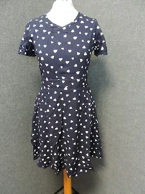 Yumi Girls Heart Printed Dress Navy Age 13/14 LN121 AA 08 • £29.99