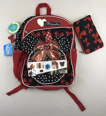 Disney Minnie Mouse 5 Pc Backpack Set W/ Lunch Kit Zip Bag Cinch Case Key Chain • £17.09