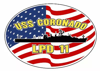 USS CORONADO LPD 11 Oval Decal / Sticker Military USN U S Navy • $19.99