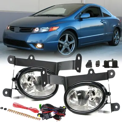 Bumper Fog Lights Driving Lamps W/Wiring For 2006 2007 2008 Honda Civic Coupe • $17.49