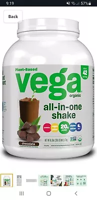 VEGA All-in-One Organic Powder Shake Chocolate Flavor - XL Tub (43-44 Servings) • $89