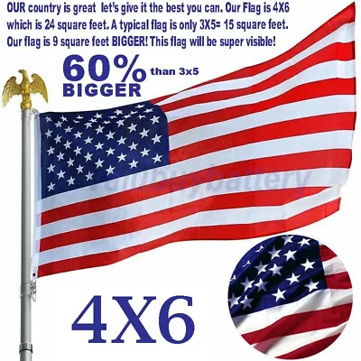 US Nylon American Flag 4x6ft Heavy Duty Extra Large Flag Stars Brass Grommets • $5.25