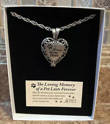 Memorial Locket Necklace Always In My Heart Pet Dog In Loving Memory Ash Urn New • $15