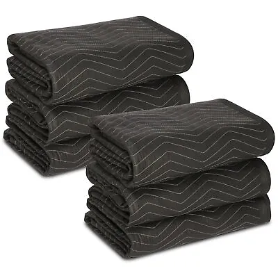 6 Pack 72x80  Professional Quality Quilted Moving Blankets Pro Economy Black • $31.59