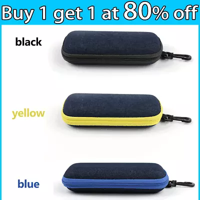 Portable Zipper Eye Glasses Sunglasses Hard Case Box Protector Large Hold Gift • £2.81