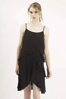 £3.75 • Buy Topshop Black Tiered Frill Cami Slip Dress Size 6 Bnwt