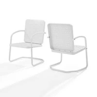 Outdoor Patio Chair Set 2 Deck Lawn Metal Coffee Porch Durable Accent Seat White • $151.23