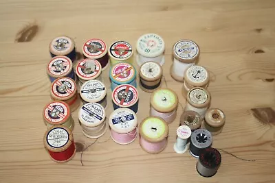 VINTAGE/RETRO  COTTON REELS X25 COATS DEWHURST LUSTRE CLARKS TRYLKO ETC • £5