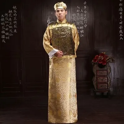 Chinese Qing Dynasty Long Jacket Chinese Men Traditional Long Gown Robe Costume • $178.58