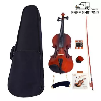 Best Quality 1/8 Acoustic Solid Wood Violin Case Bow Rosin Strings Shoulder Rest • $52.89