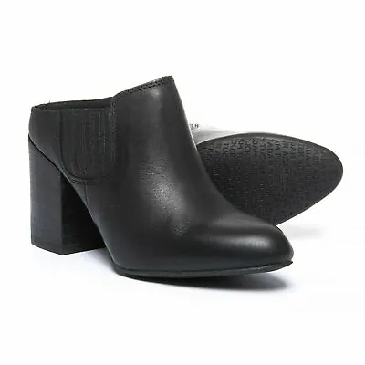 ME TOO Womens Size 9 Black Leather Open-Back Chunky Heel Booties NEW • $39.49