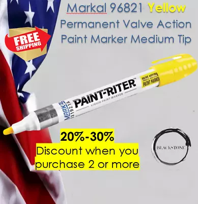 Markal 96821 Permanent Valve Action Paint Marker Medium Tip Yellow FREE SHIPPING • $7.95