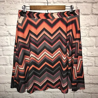 Eci New York Skirt Womens Size L Orange Black Chevron Short A-line Mini Career • $10.49