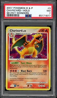 $18.50 • Buy Pokemon Charizard D&P Secret Wonders Holo Rare #3 PSA 7 -877