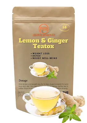 SALE 14 Day LEMON & GINGER Detox Tea Weight Loss Slimming Diet Teabags TEATOX • £8.99