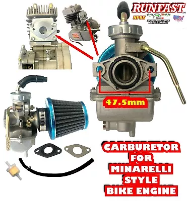 Carburetor 47.5 Mm J- Carb For Minarelli Style 2-stroke Gas Motor Bike Engine • $29.99