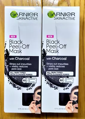 2 X GARNIER SKINACTIVE BLACK PEEL-OFF MASK W. CHARCOAL 1.7oz • $9.99