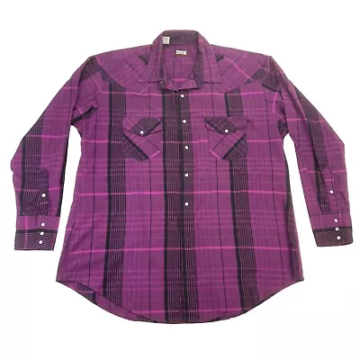 Vintage Western Shirt Fenton Plaid Pearl Snaps Mens 2xl • $24.95