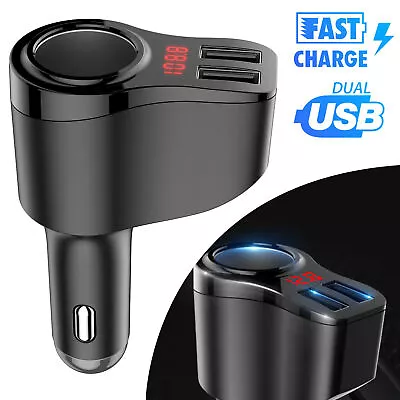 Dual USB Car LCD Cigarette Lighter Socket Splitter Charger Power Adapter DC/12V • $10.98