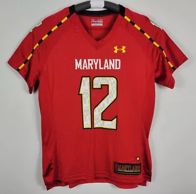 Maryland Terrapins #12 Under Armour NCAA Football Jersey Loose Fit Youth Size M • $24.99