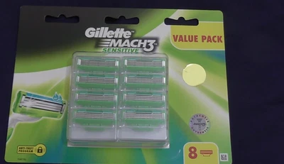 $22.75 • Buy Gillette Mach3  Sensitive Men's Razor Blade Refill Cartridges Pack Of 8 NEW