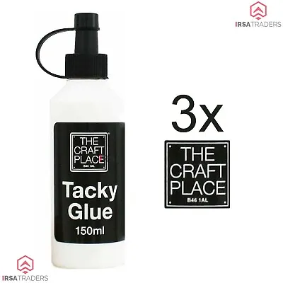 3x Tacky Glue For Art & Craft Fabric Dries Clear Paper Card Fast Dry 150ml • £7.95