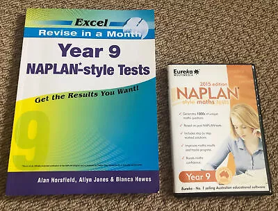 YEAR 9 NAPLAN-STYLE TESTS (Revise In A Month) Book & PC CD ROM Yr 9 Maths Tests • $15