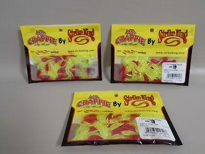 Lot Of 3 Packs Mr Crappie Thunder Red Chartreus  Strike King   Plastic Jig Body • $8.49