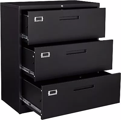 Lateral 3 Drawer Filing Cabinets With Lock For Hanging Files Letter/Legal/F4/A4 • $159.99