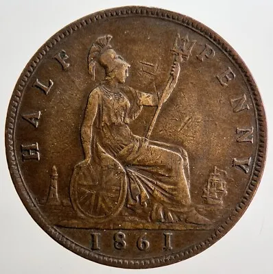 1861 Victoria Half-Penny Coin | Very High Grade | A2577 • £24.85