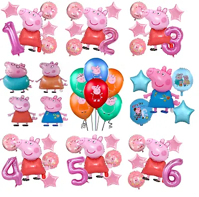 Peppa Pig Foil Latex Balloons Age 0-9 Balloon Set Kids Birthday Party Decoration • £5.99
