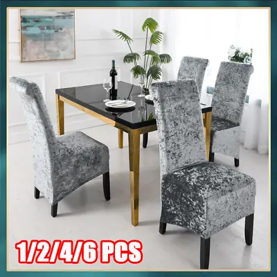 £3.90 • Buy Crushed Velvet Dining Chair Covers Stretchable Protective Slipcover Home Decor S