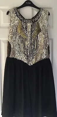 Miss Selfridge Black And Gold Beaded Dress • £24.99