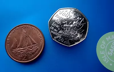 2020 - 2002 ISLE Of MAN Coins 🇮🇲 50 Pence - 2 P 🔴 PETER PAN Jolly Roger Boat • £4.95