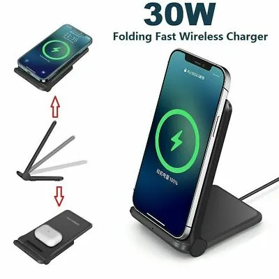 30W Quick Wireless Charger Dock Stand For Samsung Apple IPhone Google Huawei LG • $23.99