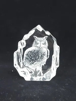 Signed Leaded Crystal Mats Jonasson 33600 Eurasian Eagle Owl 5  Tall X 4  Wide • $50.73