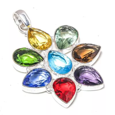 Multi Gemstone Pendant 925 Silver Pendant Handmade Jewelry Pendant • $7.31